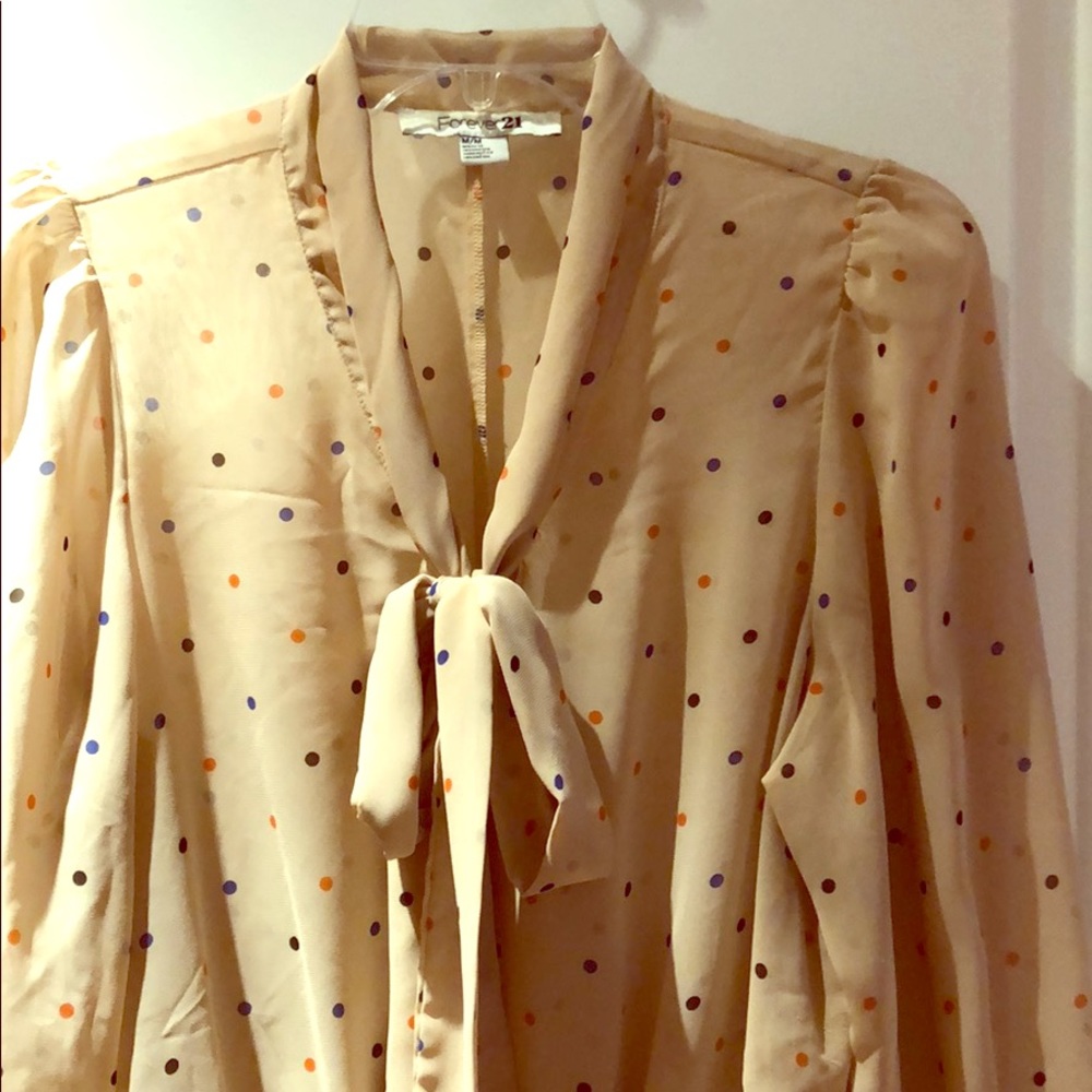 Multi color polka dot sheer top